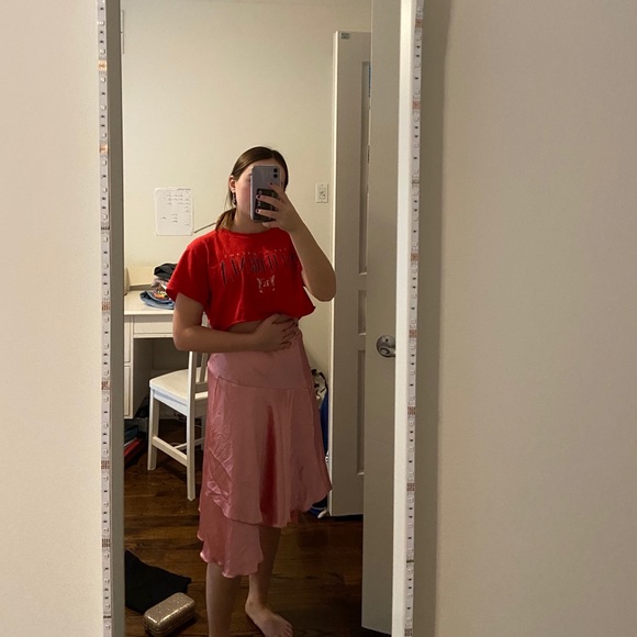 MIDI Layered Pink Skirt - Picture 1 of 3